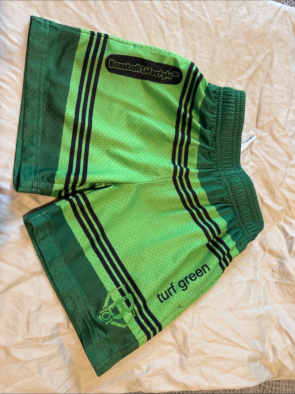 Baseball lifestyle 101 Kids Turf Green Athletic Shorts with Elastic Waist